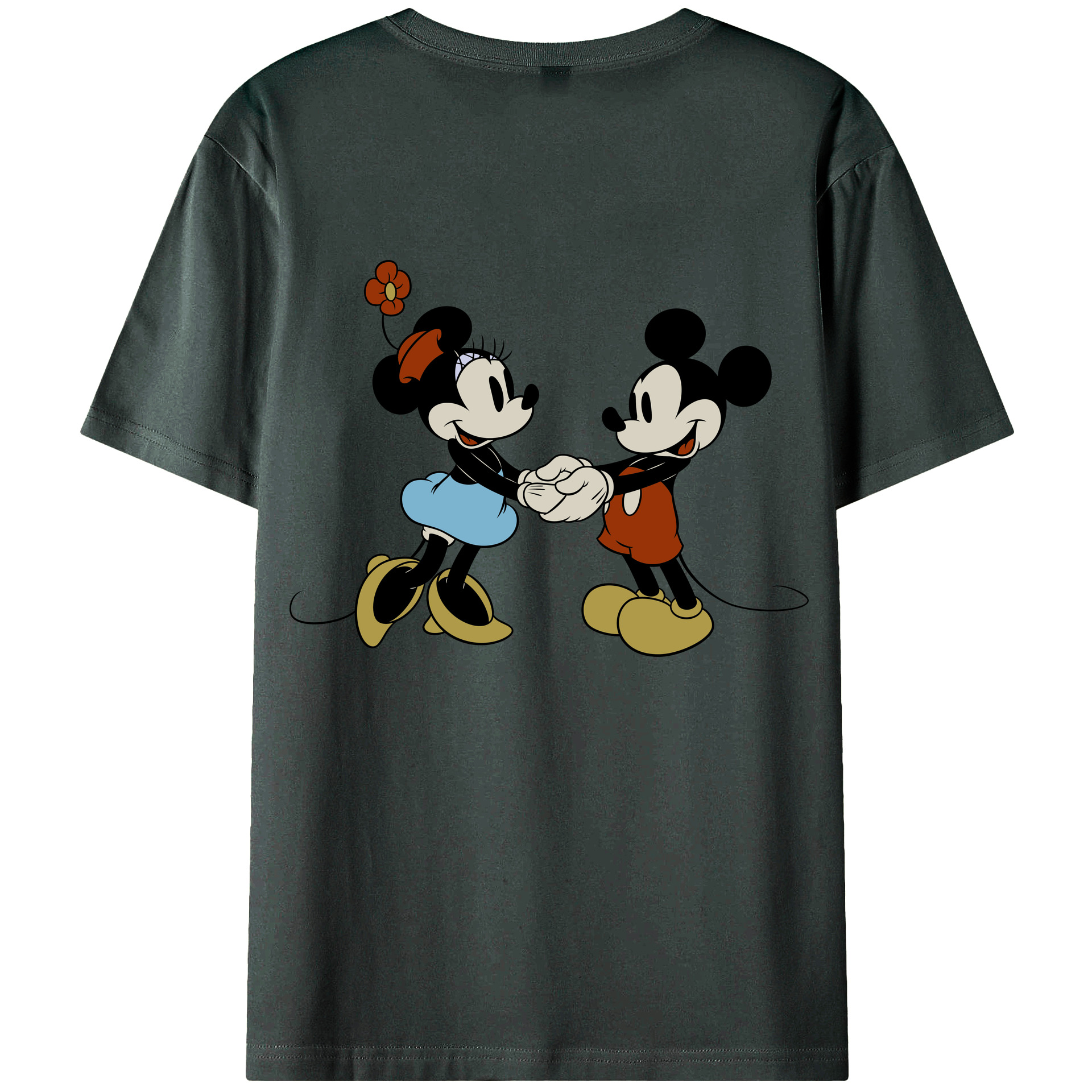 ミッキーマウス Mickey Mouse 綿100％ メンズ半袖Tシャツ（バックプリント） 通気性